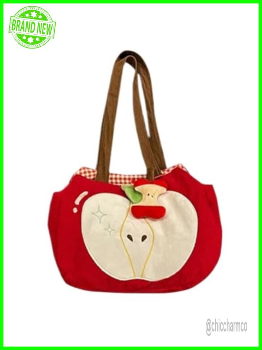 Corduroy Tote Bag Shoulder Bag Whimsical Fruit Purse